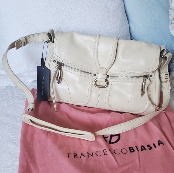 Francesco Biasia Handbags - Francesco Biasia Leather Sholder bag  "Lucky Seven" in Arctic - NWT